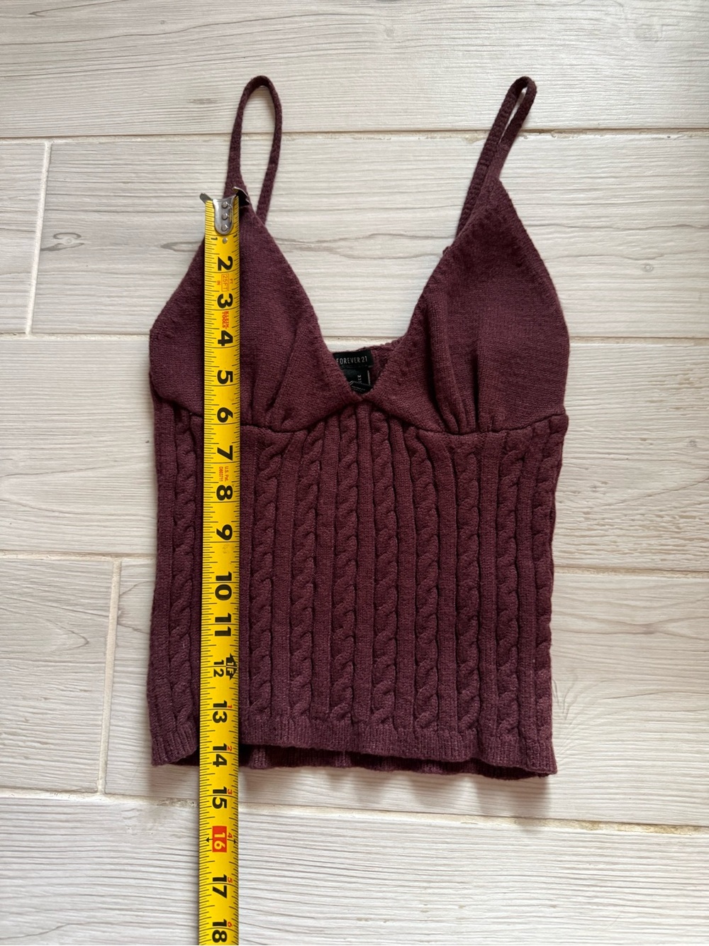 Cable-Knit Spaghetti Strap Tank in Plum - Picture 3 of 4